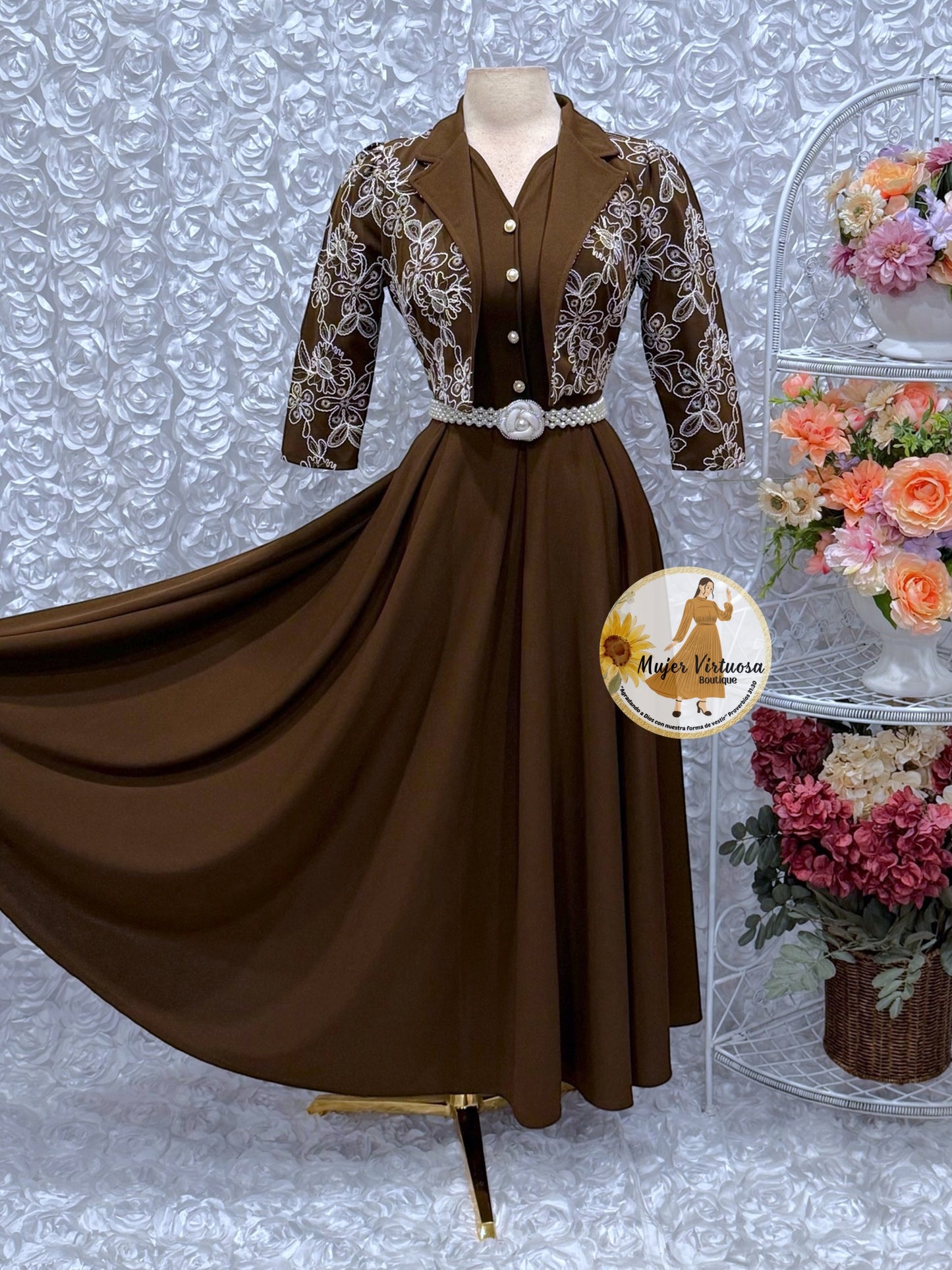 Linda Brown Embroidered Dress