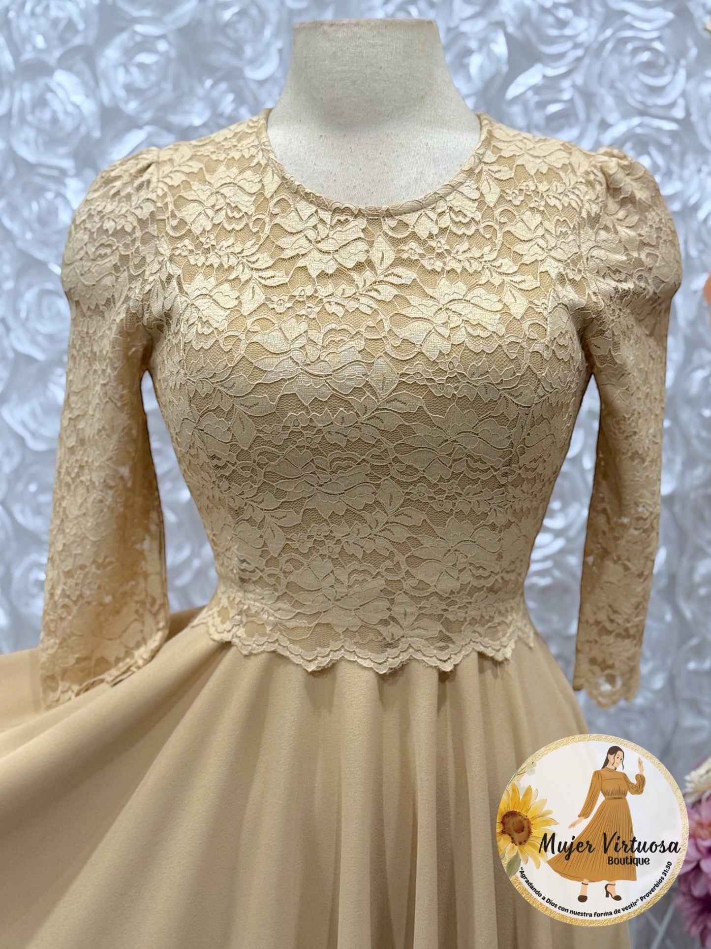 Lisa Khaki Lace Top Dress