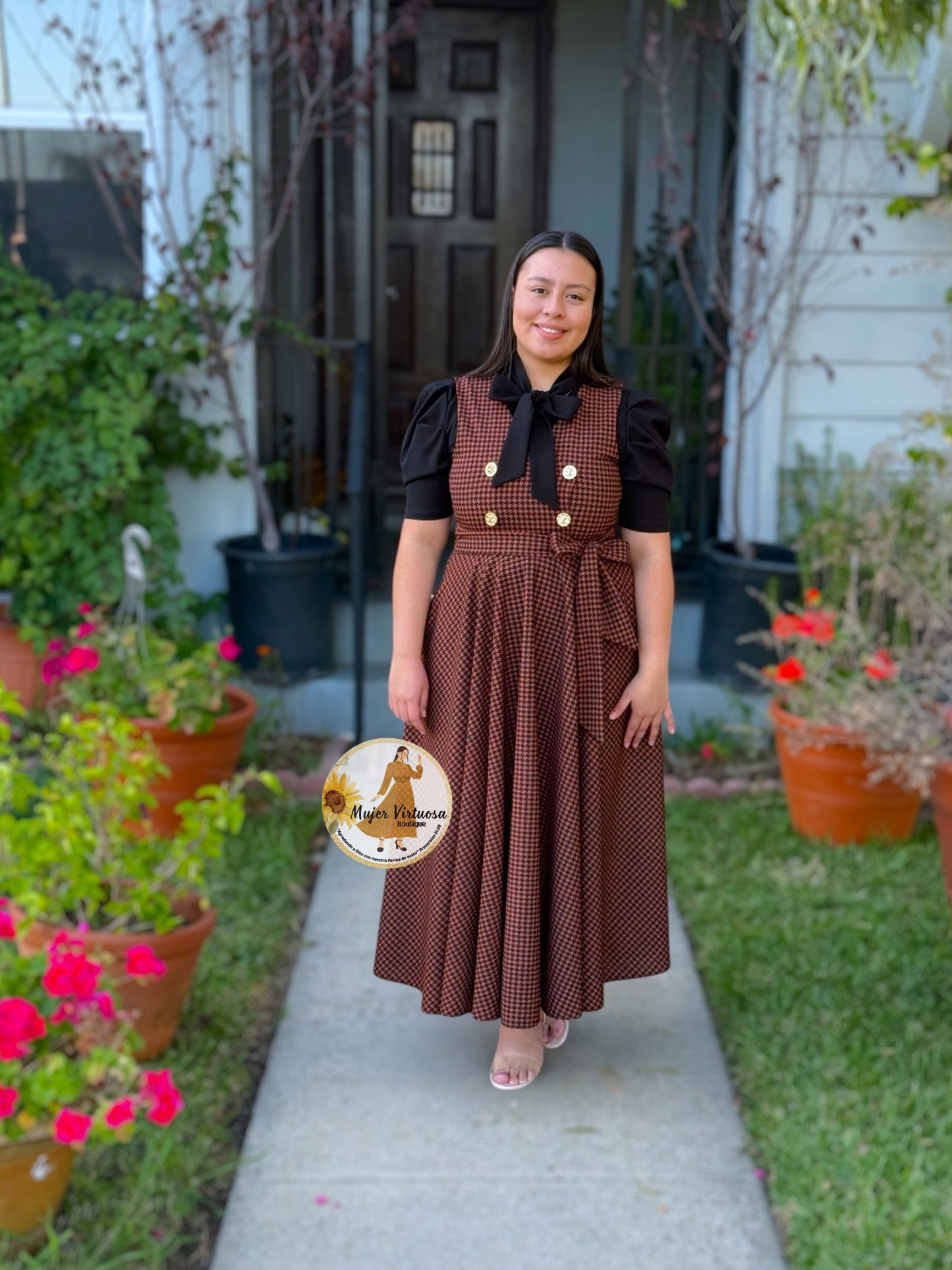 Rosy Rust & Black Plaid Overall