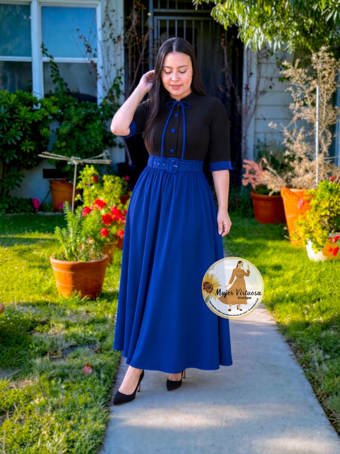 Maya Black & Royal Blue Dress
