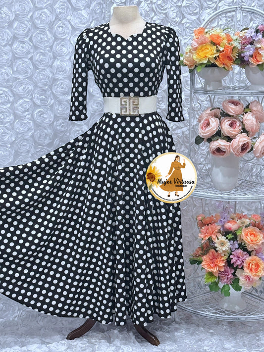 Lucy Black Polka Dot Dress