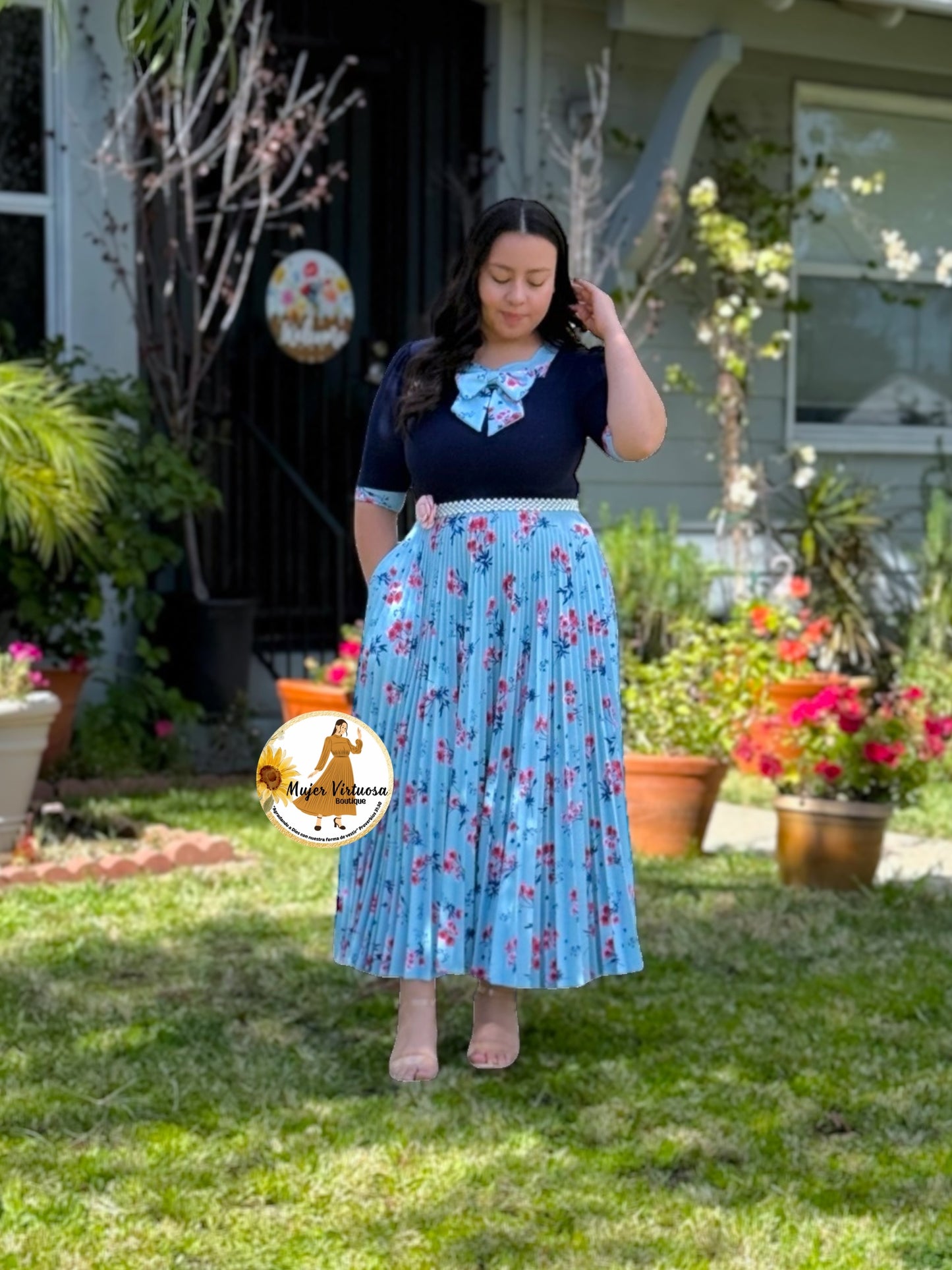 Madelyn Navy & Sky Blue Dress