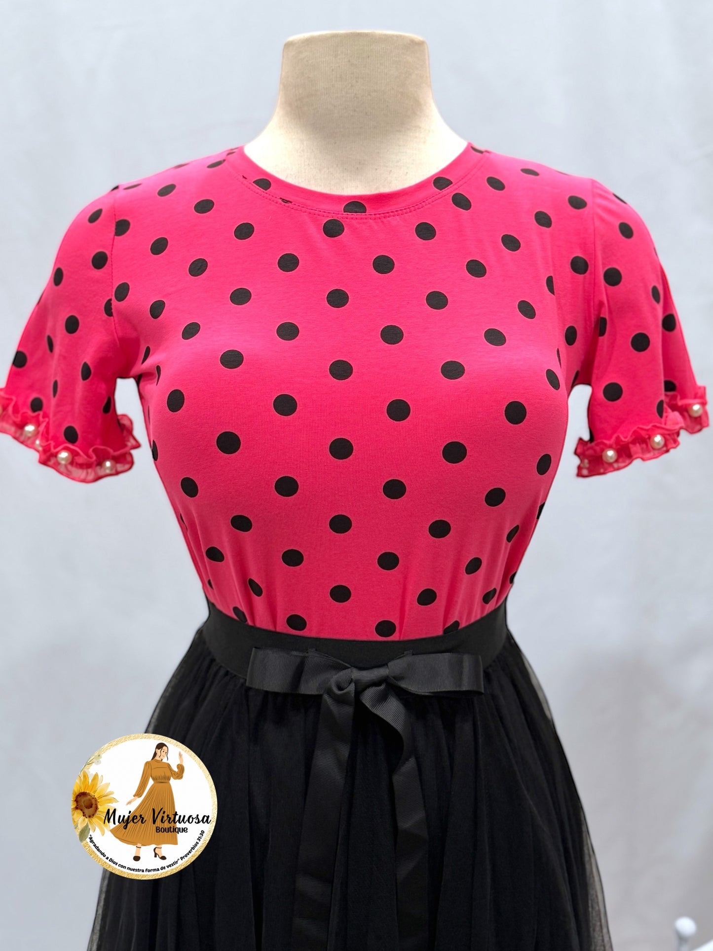 Fucsia Polka Dot Top