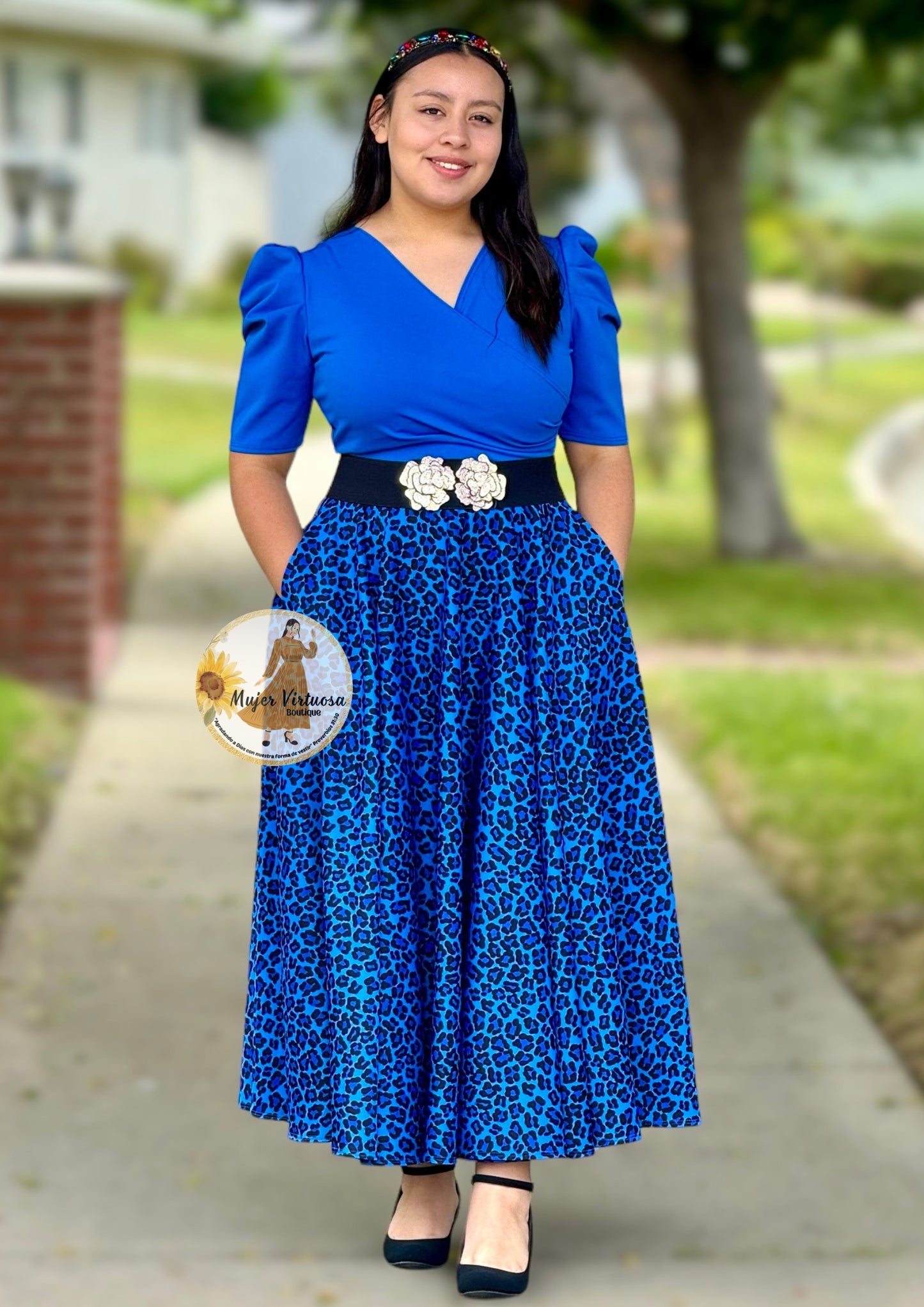 Susan Blue Animal Print Maxi Dress