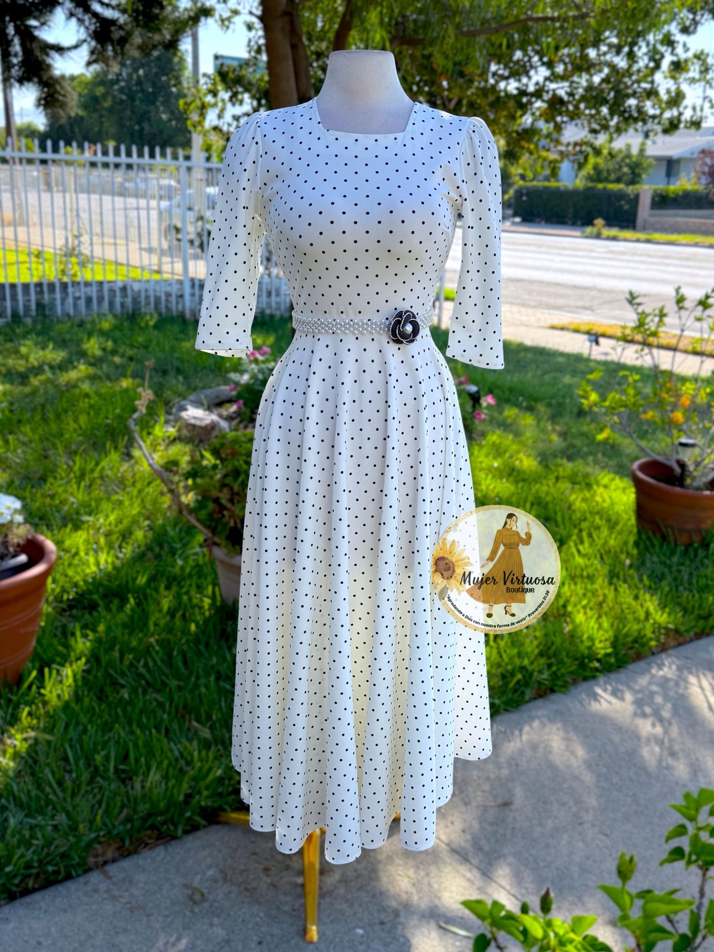 Eunice White Polka Dot Dress
