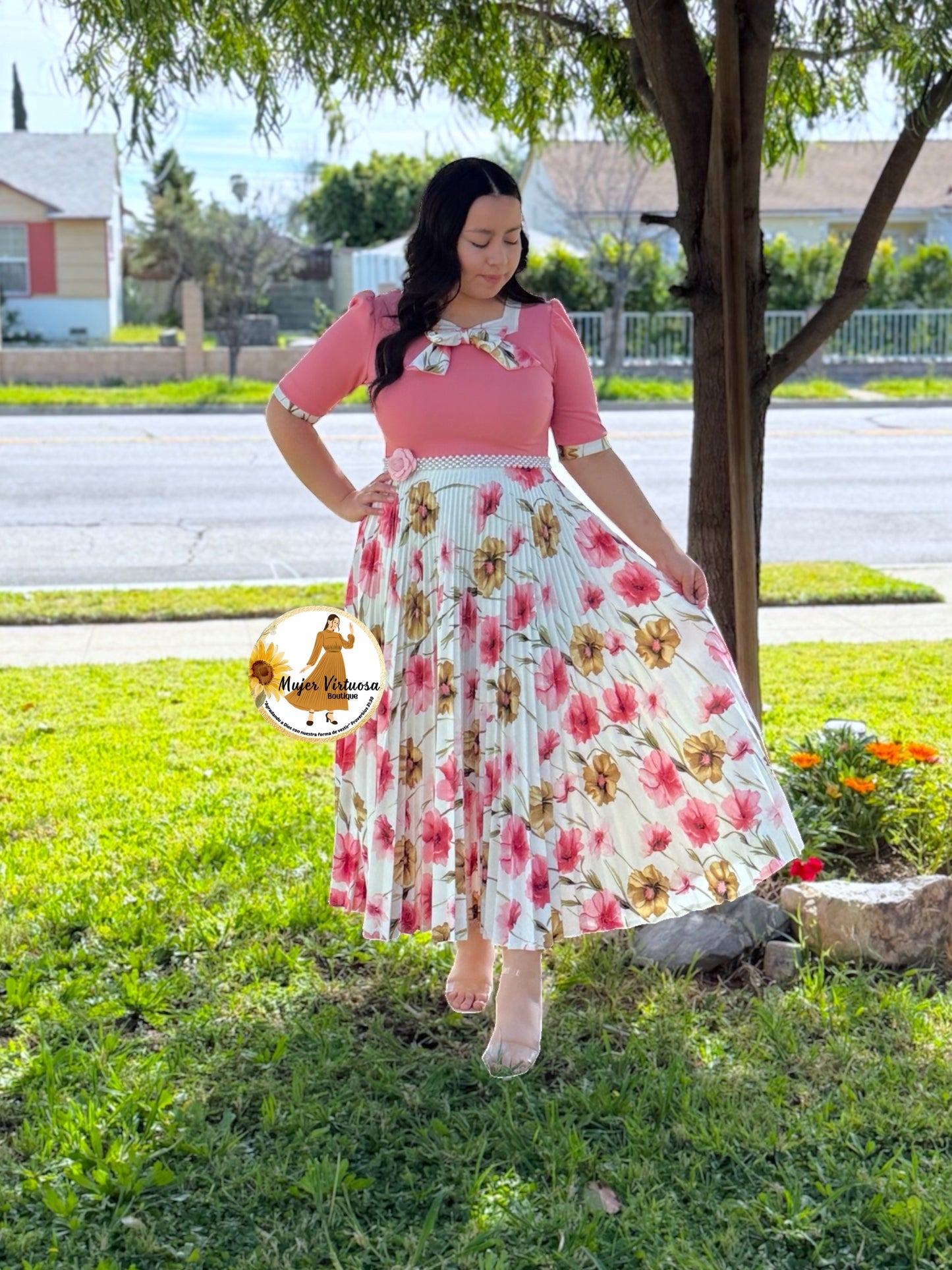 Madelyn Pink & White Dress
