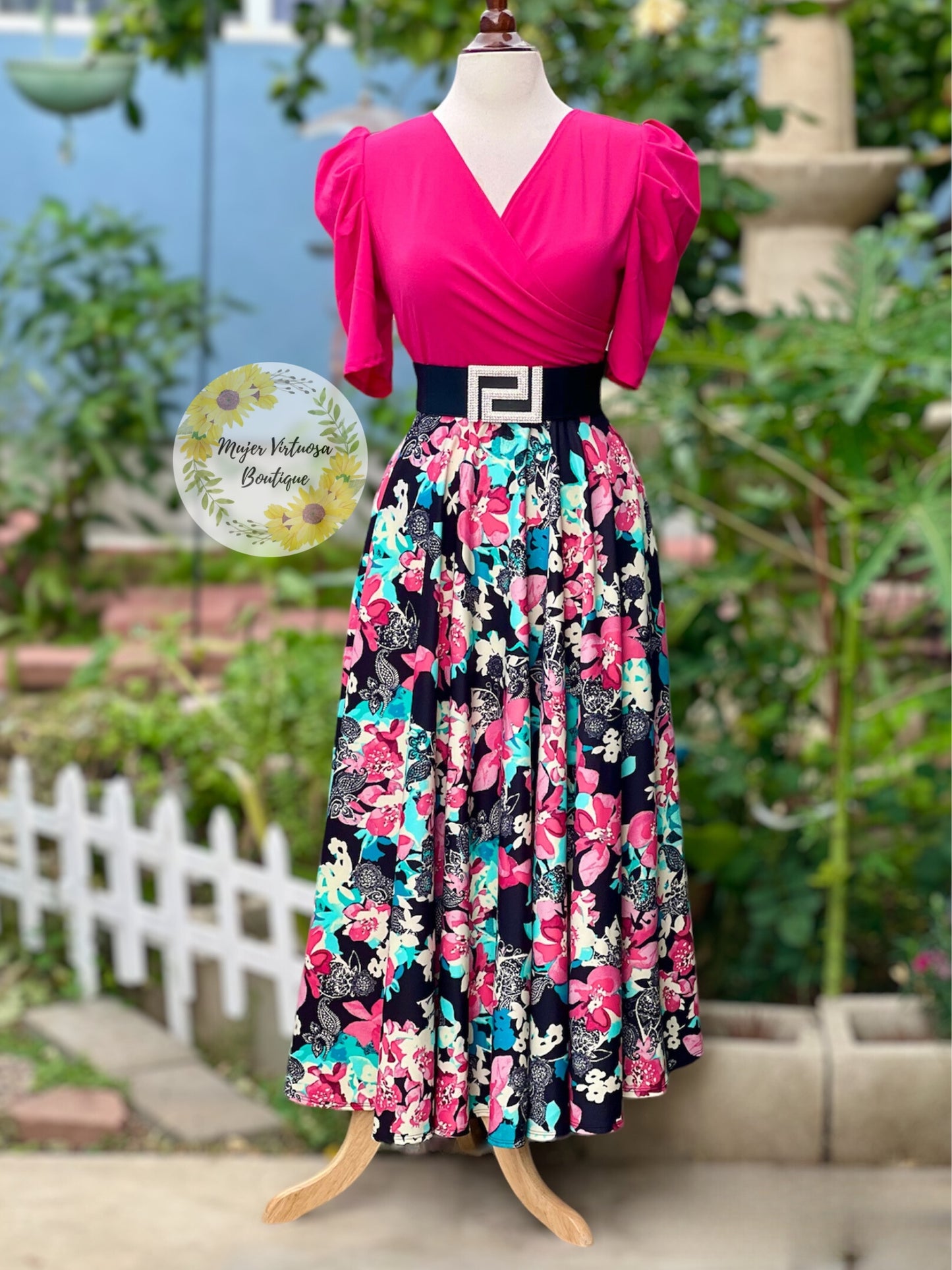 Susan Fucsia Floral Dress