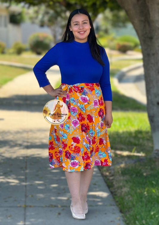 Royal Blue Midi Floral Dress