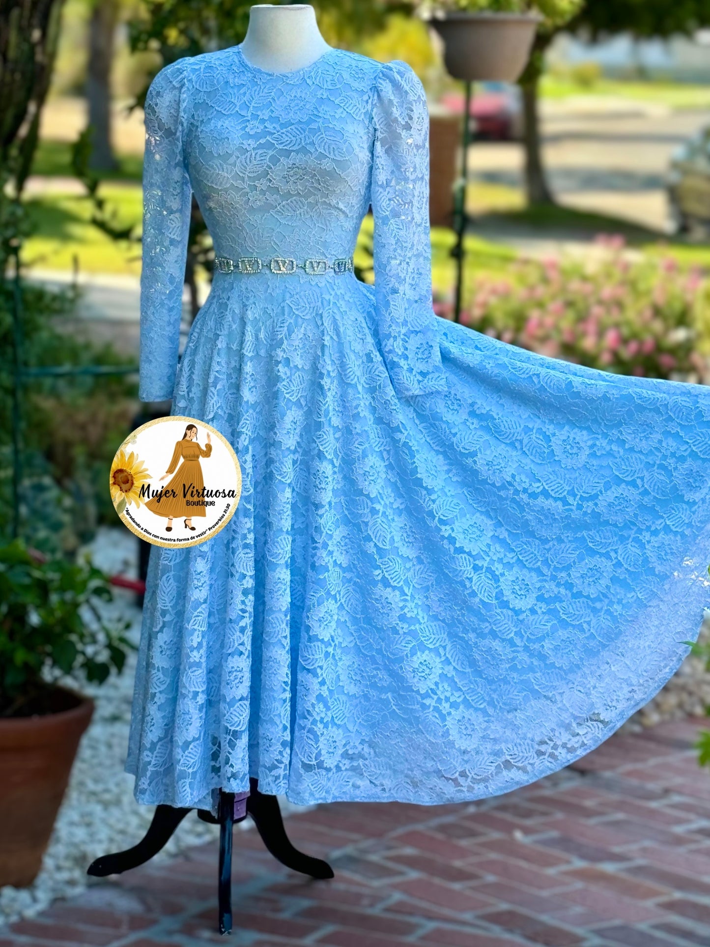 Valerie Sky Blue Lace Dress