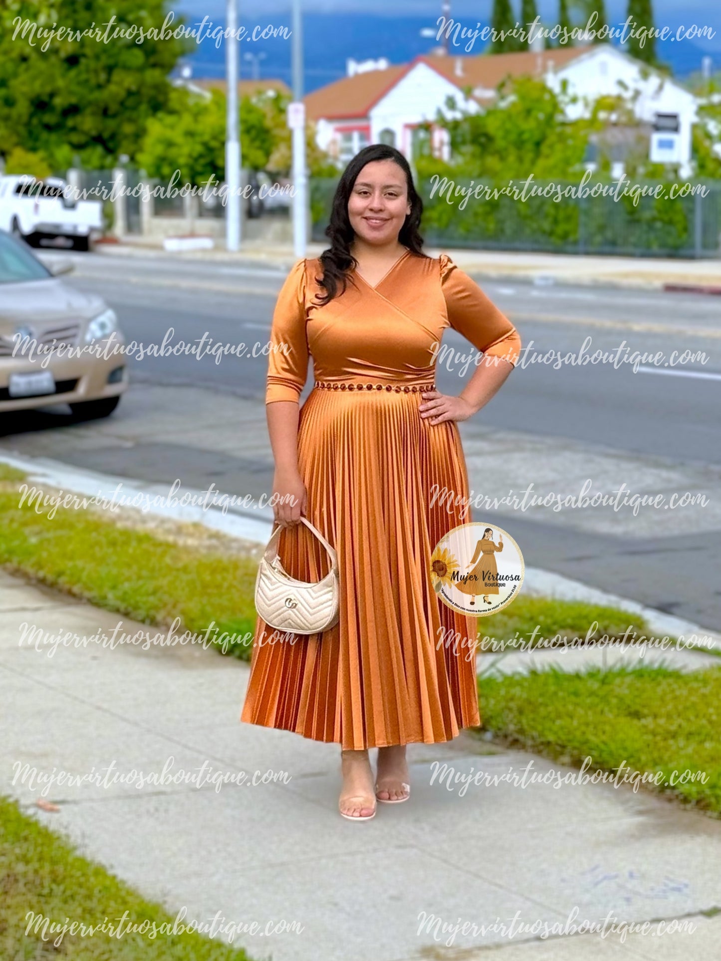 Celine Bronze Satin Dress