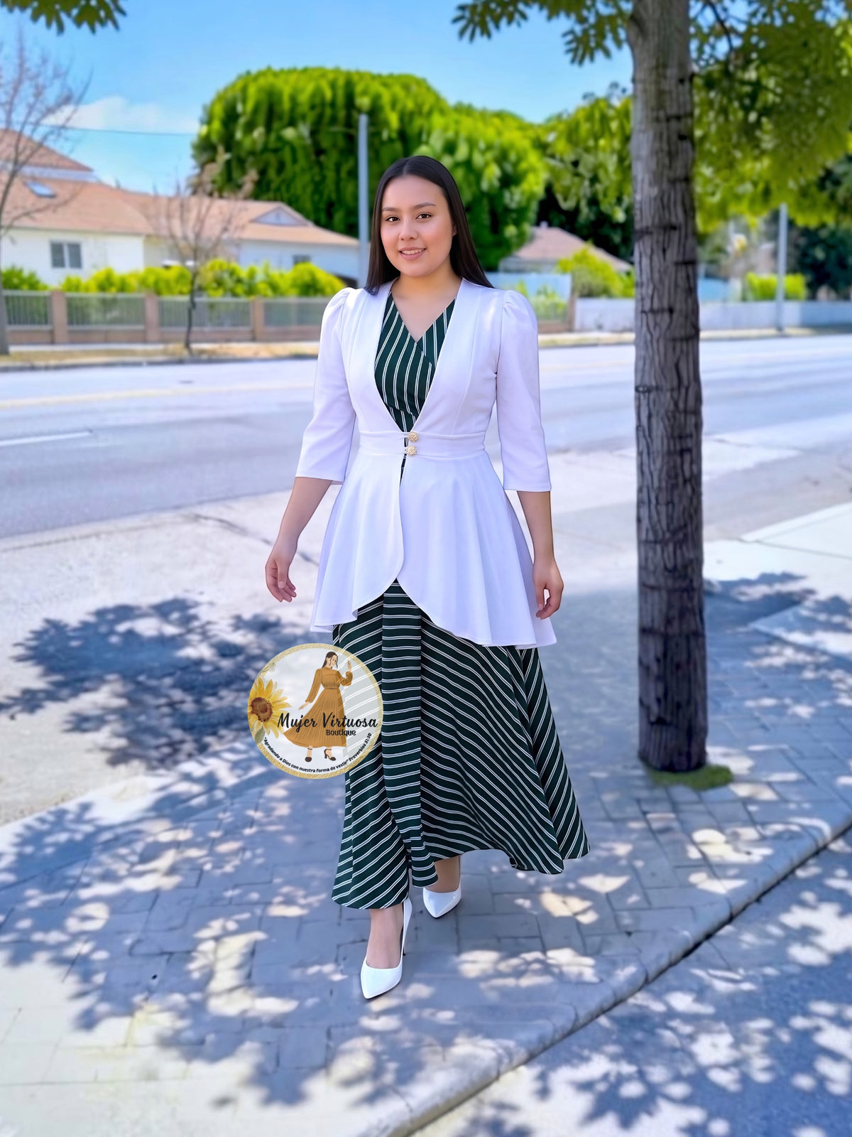 Susan Hunter Green Striped Dress