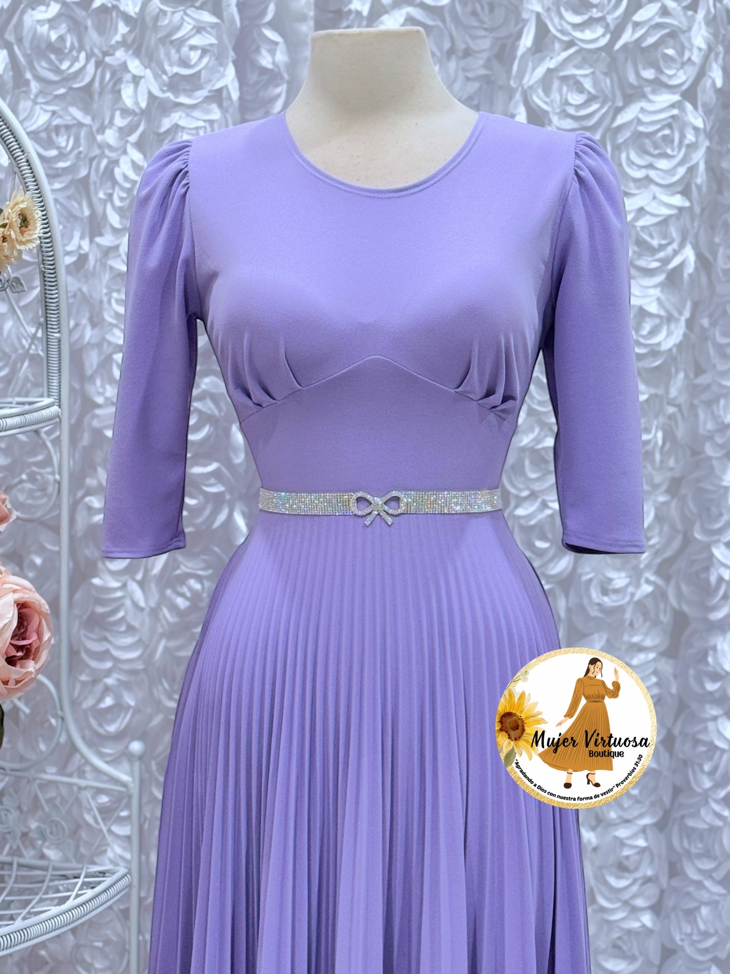 Cristel Lilac Pleated Dress