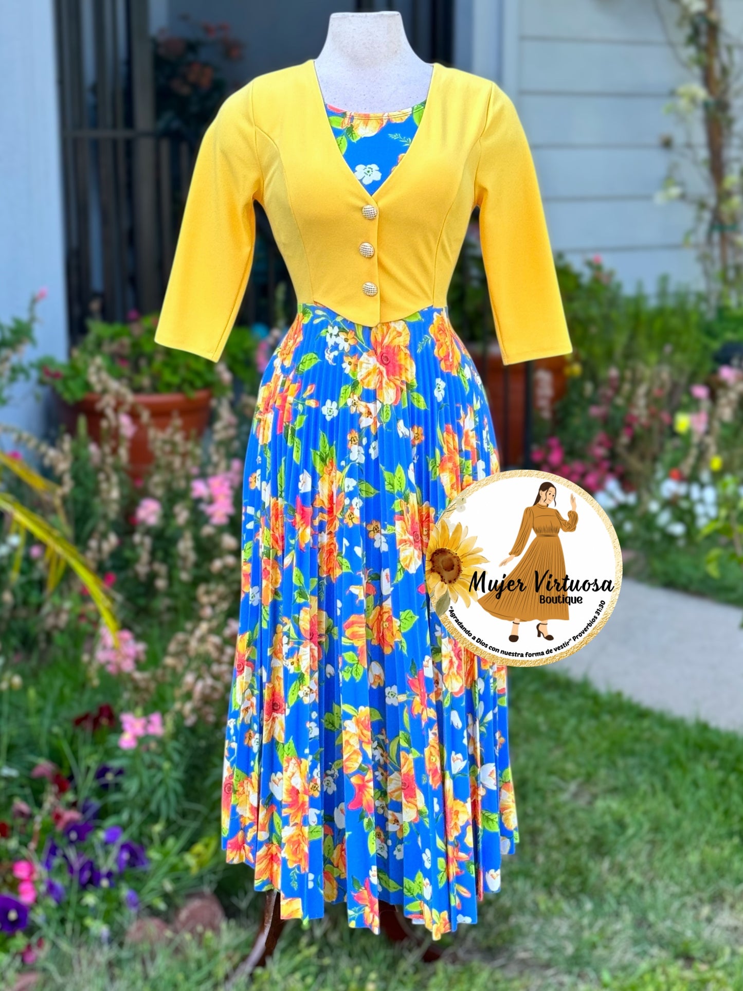 Maggie Yellow/Blue Blazer Dress