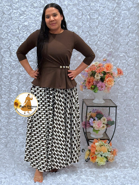 Betty Brown/Houndstooth Print Dress