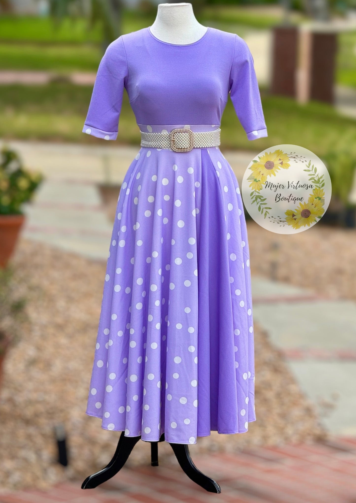 Andrea Lilac 💜 Polka Dot Dress