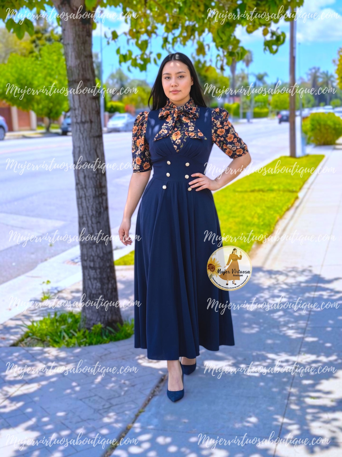 Mindy Navy Overall Dress