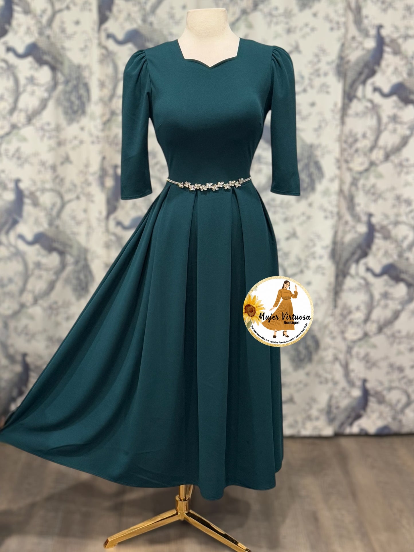 Jasmine Hunter Green Dress con Paletones