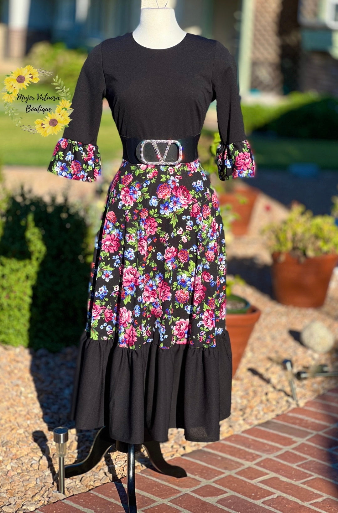 Hannah Black Floral Dress