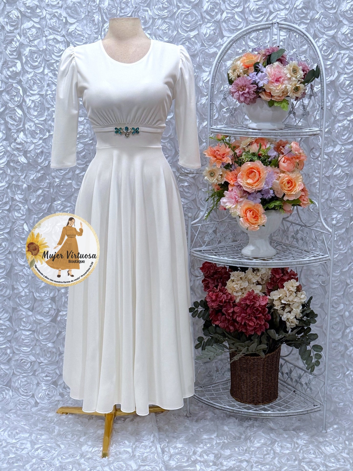 Wendy Ivory Belted Dress