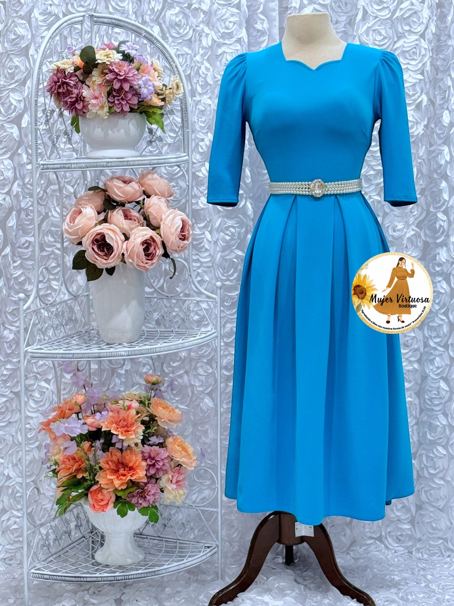 Jasmine Aqua Dress con Paletones