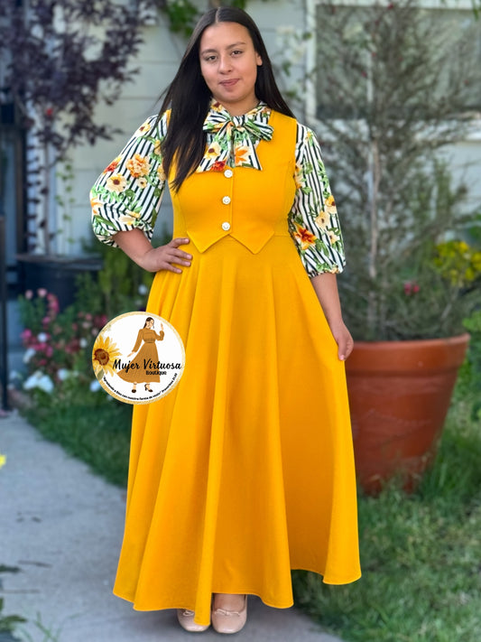 Sara Mustard Vest Overall