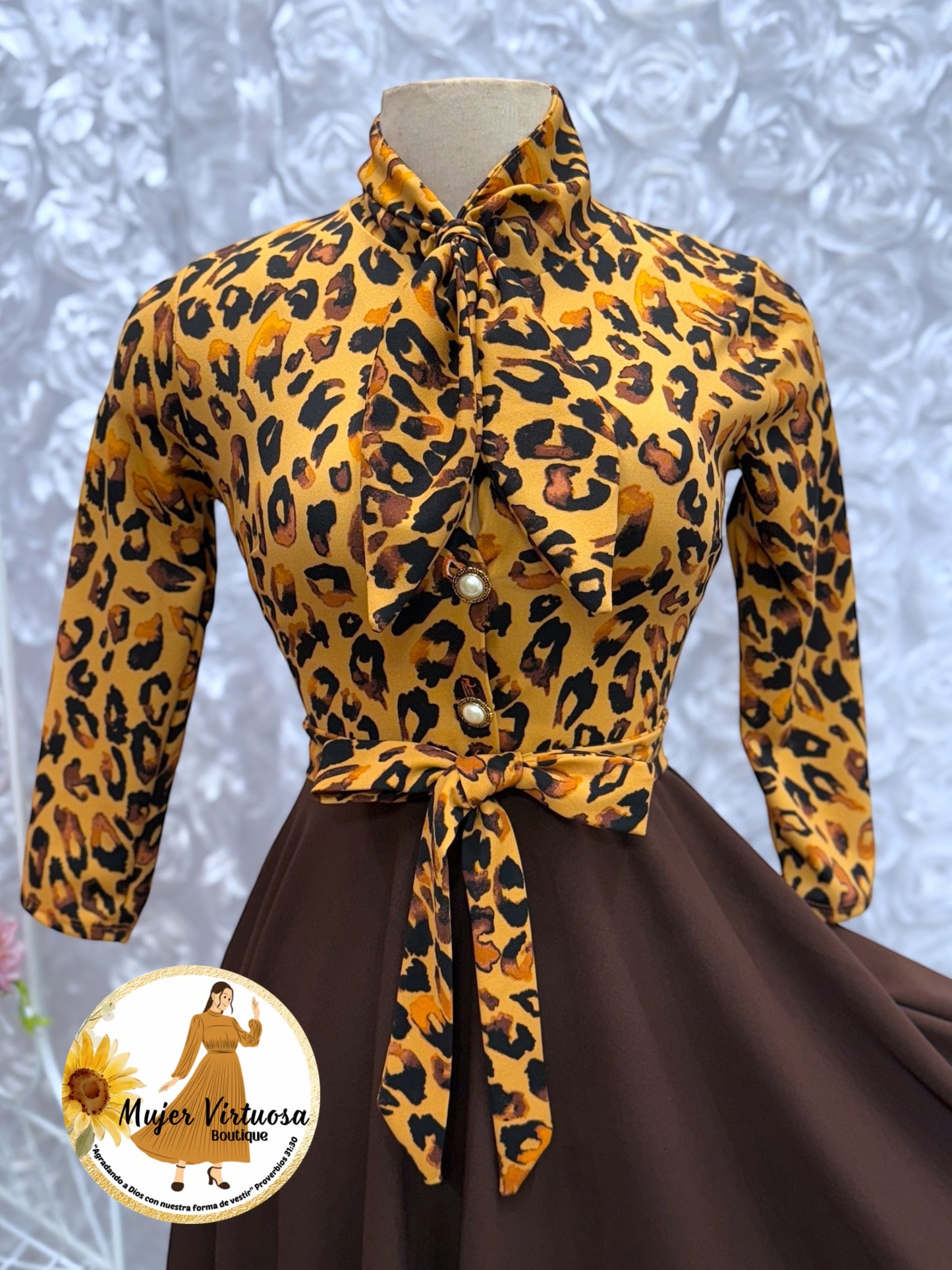 Animal Print & Brown Sailor Dress