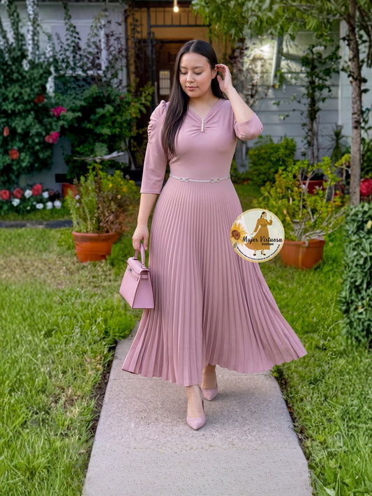 Sasha Dusty Lilac Brooch Dress