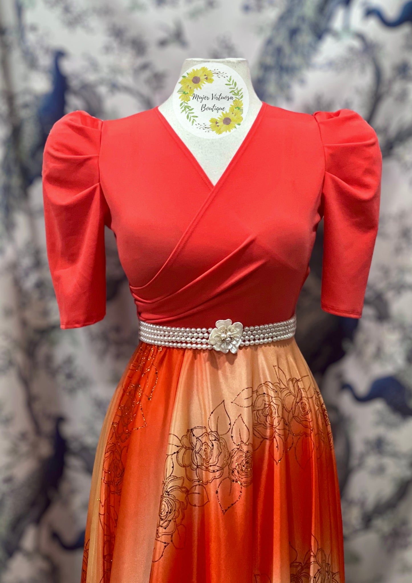 Susan Orange Satin Dress