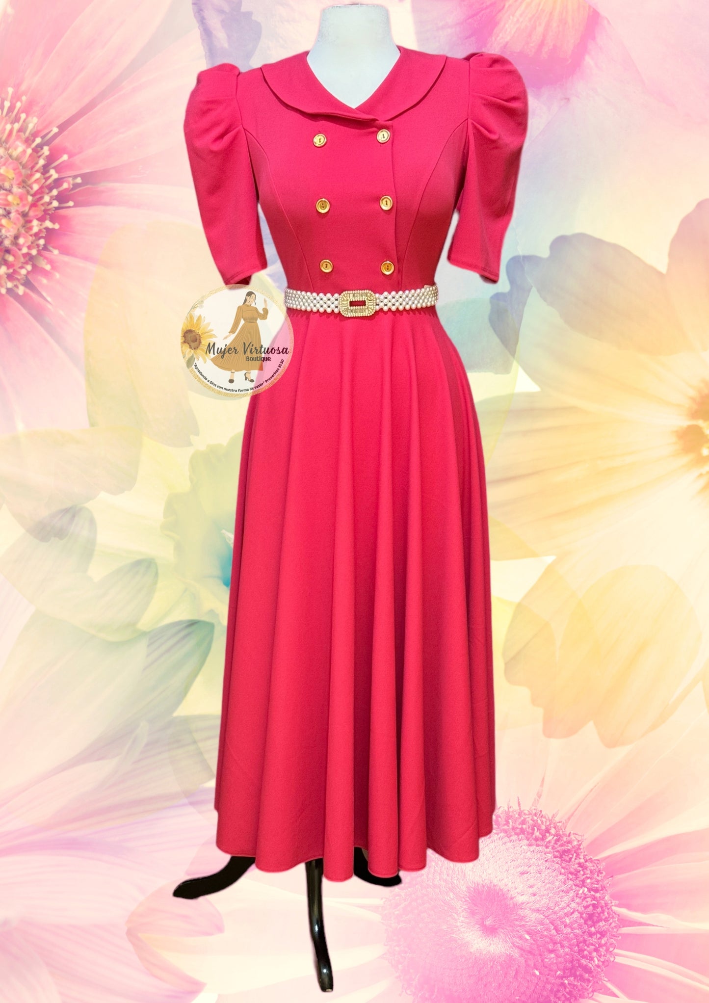 Dorothy Fucsia Vintage Style Dress