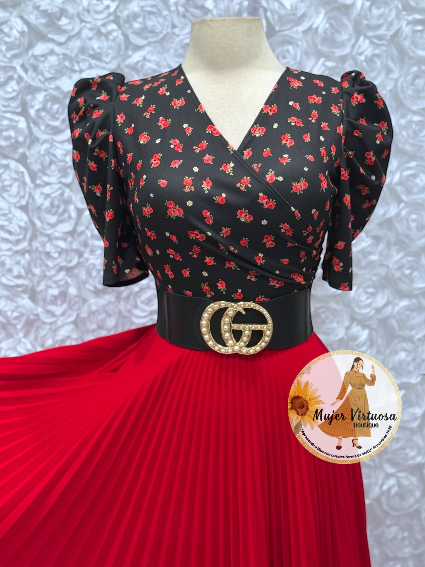 Jessica Black/Red Floral Dress
