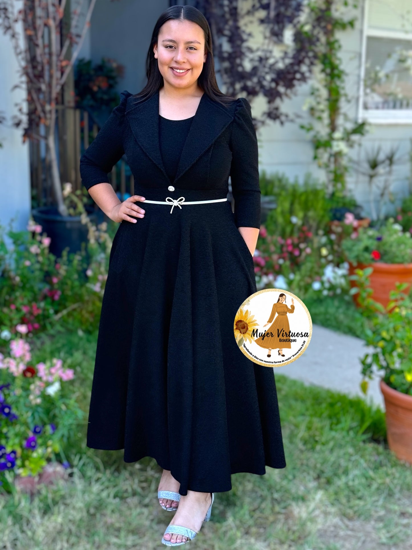 Astrid Black Shiny Blazer Dress