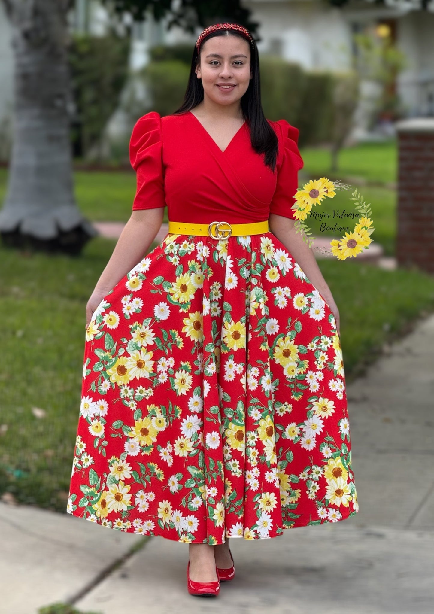 Susan Red Daisy Dress