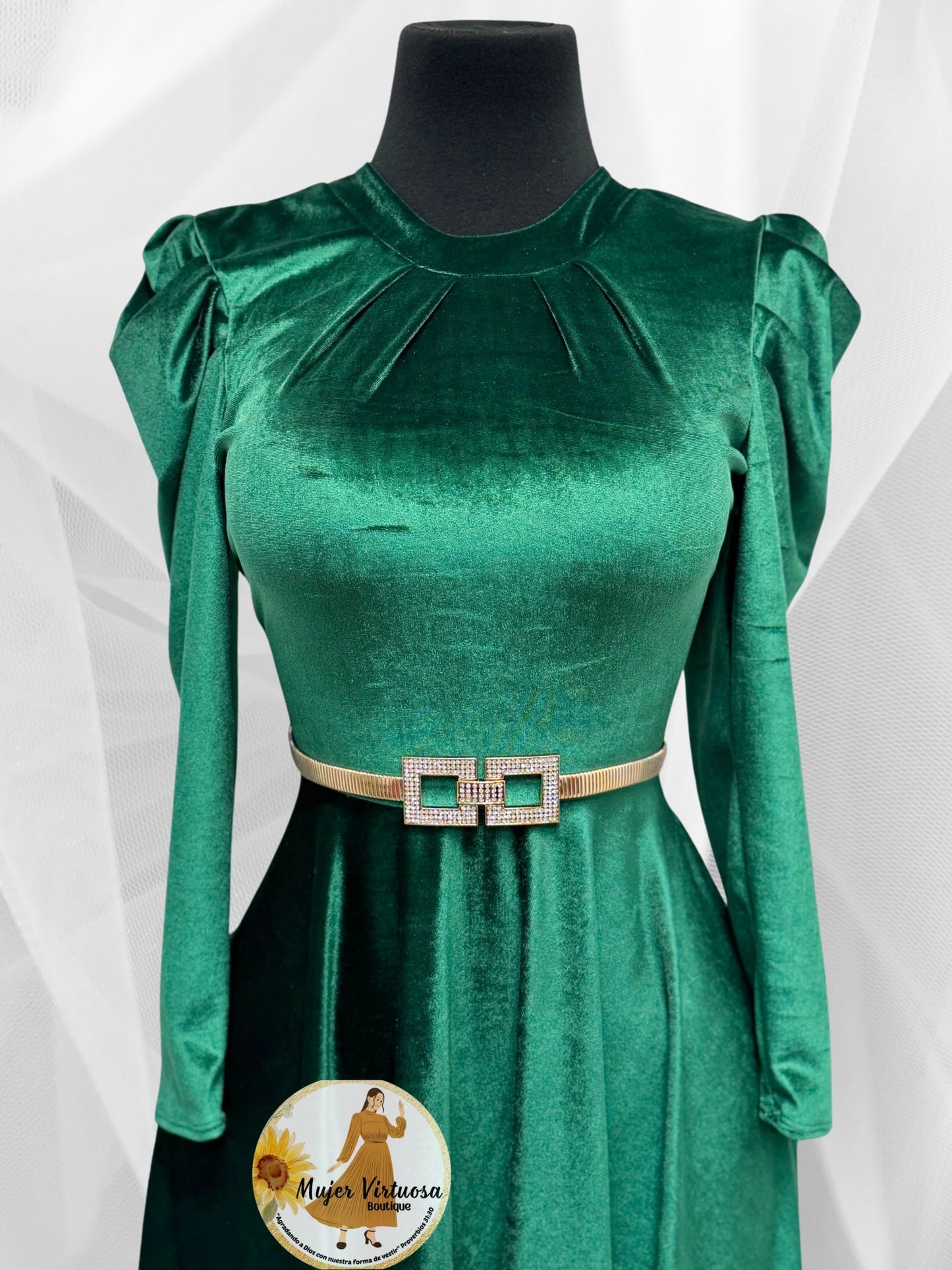 Eloisa Kelly Green Velvet Dress