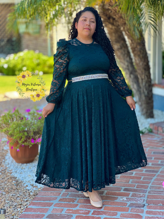 Ophelia Emerald Lace Dress