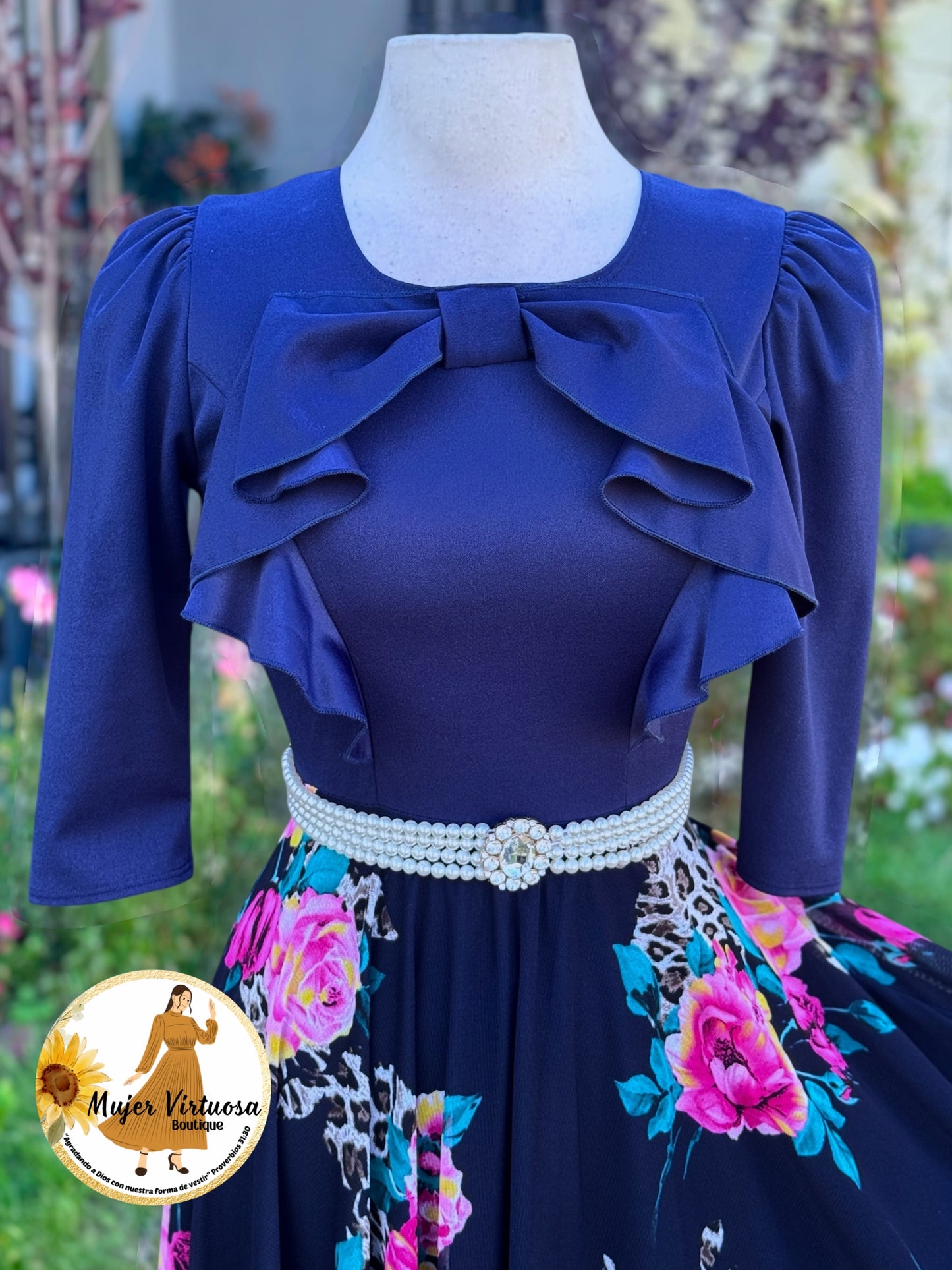 Alexa Navy Blue Coquette Dress