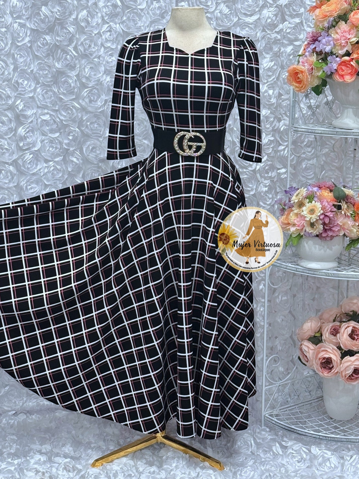 Lucy Black/Pink Plaid Dress