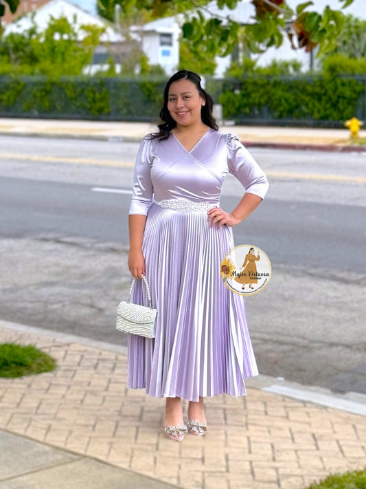 Celine Lilac Satin Dress