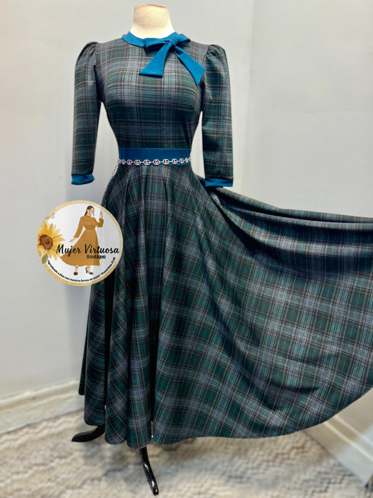 Juliette Teal & Gray Plaid Dress