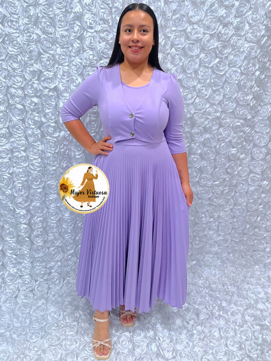 Milena Lilac Pleated Dress