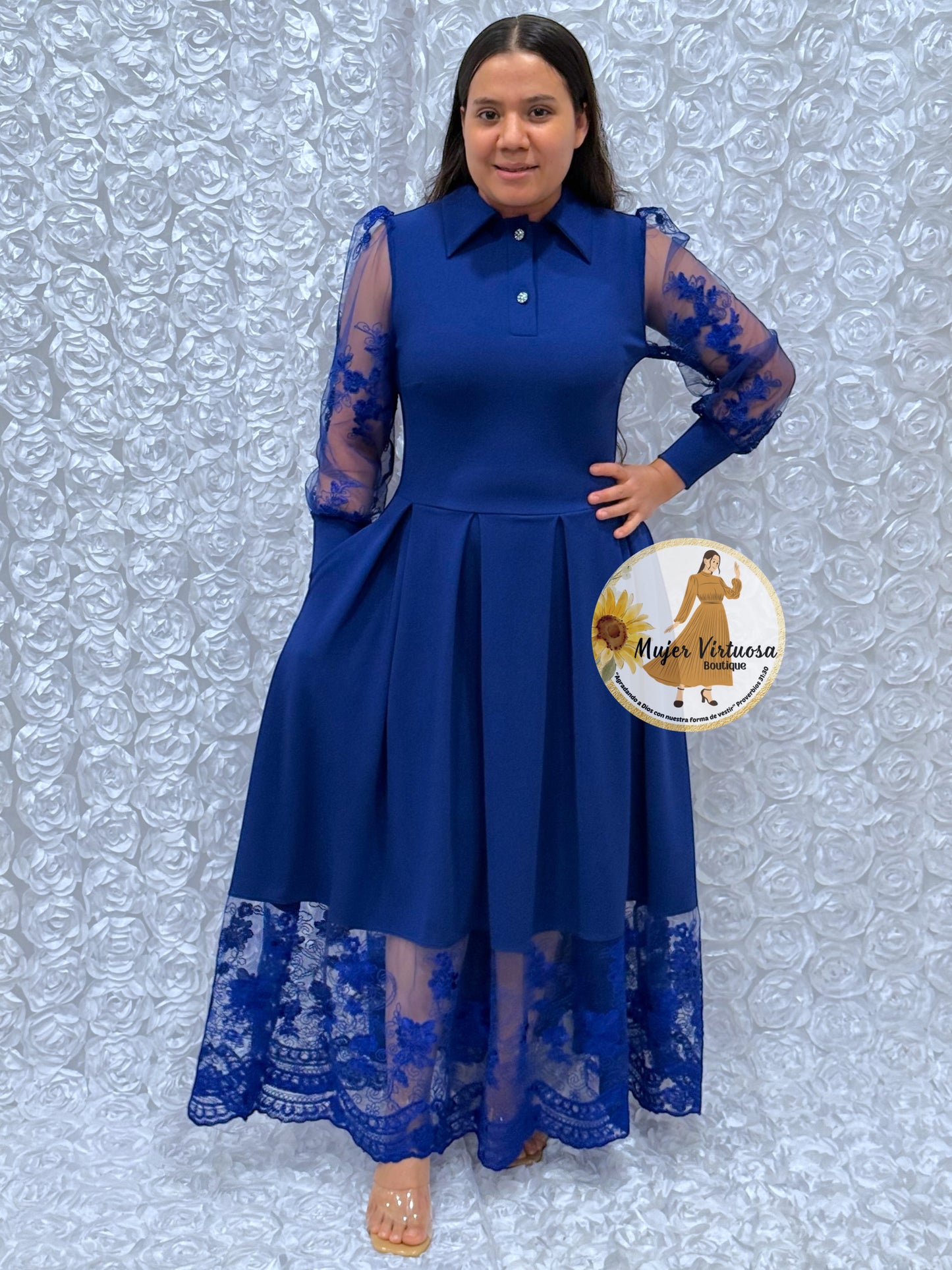 Belinda Royal Blue Pleated Dress