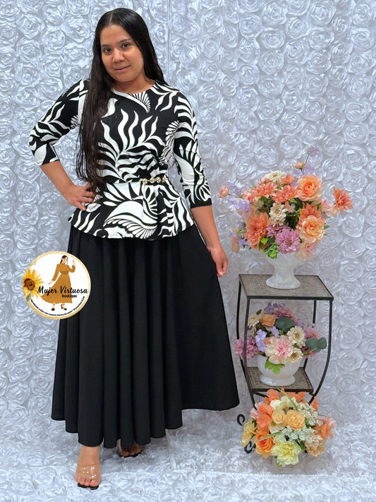 Betty Abstract Print/Black Dress