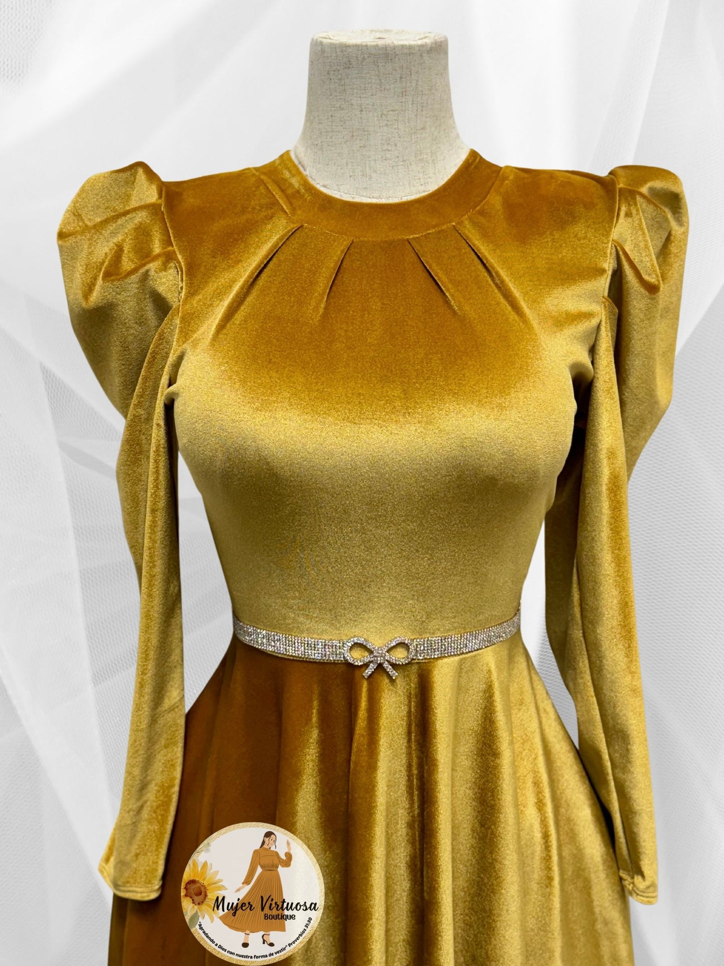 Eloisa Gold Velvet Dress