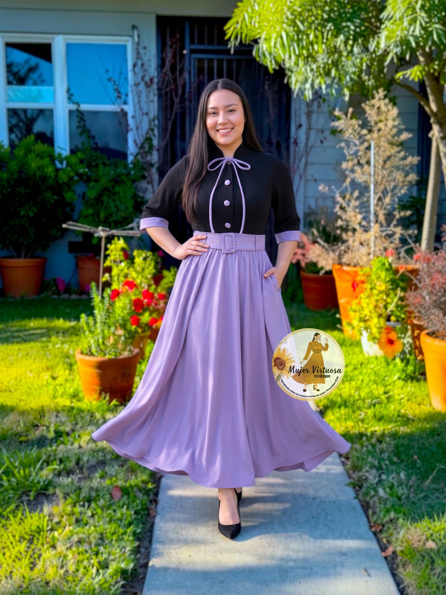 Maya Black & Lilac Dress