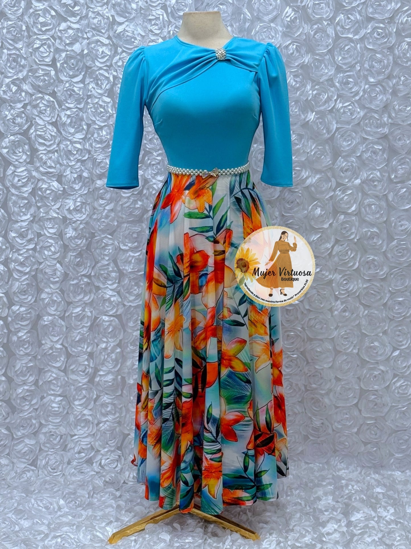 Rosalie Blue/Orange Floral Dress