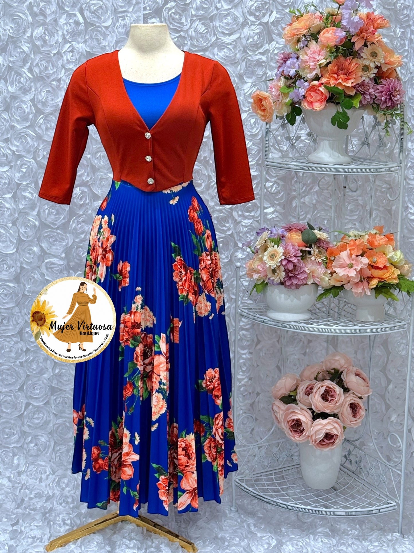 Maggie Rust/Blue Blazer Dress