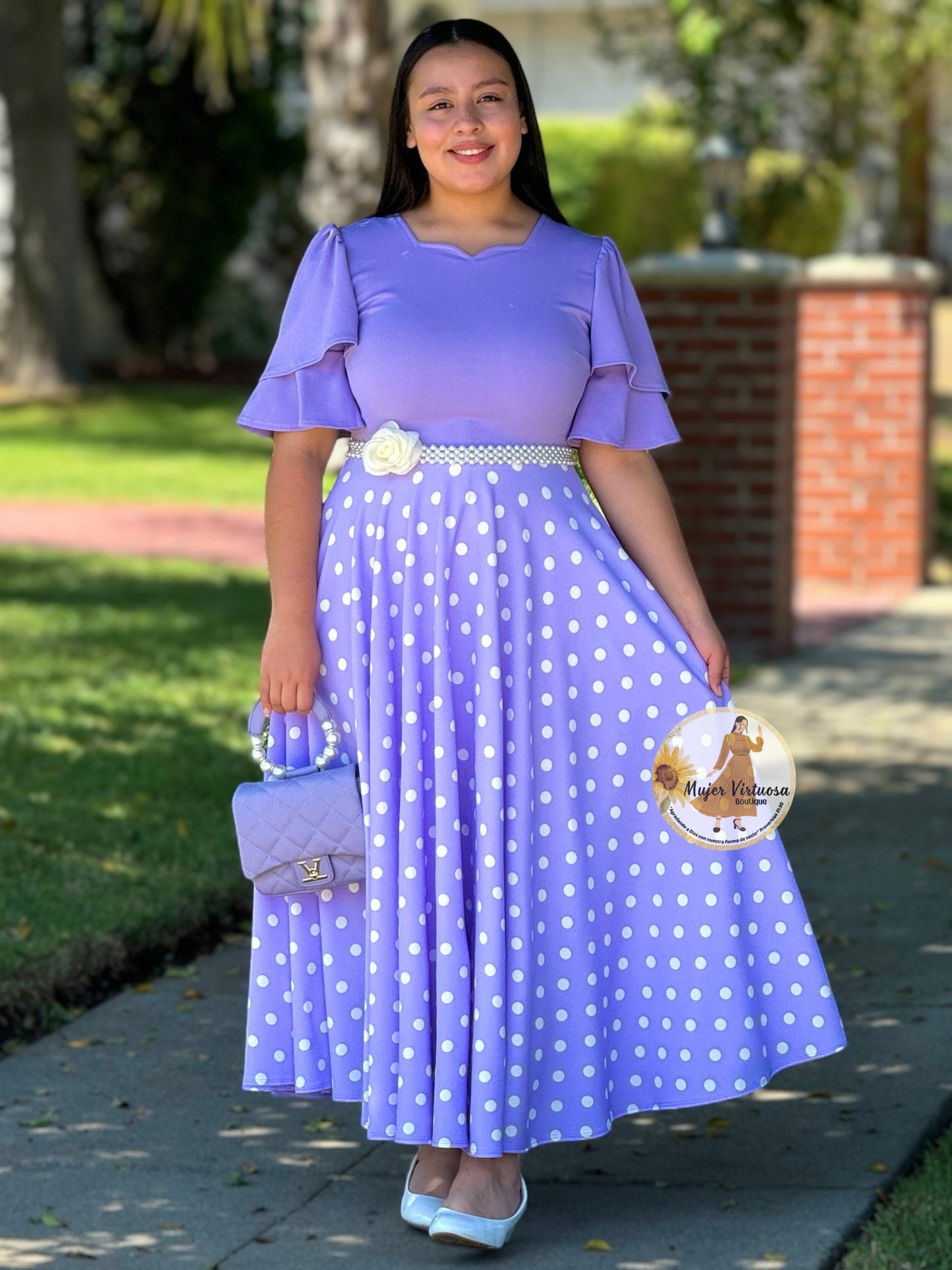 Olivia Lilac Polka Dot Dress