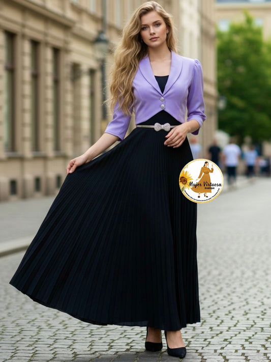 Emely Lilac & Black Dress