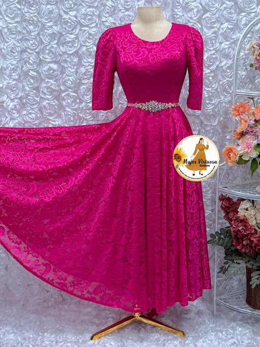 Camila Hot Pink Lace Dress