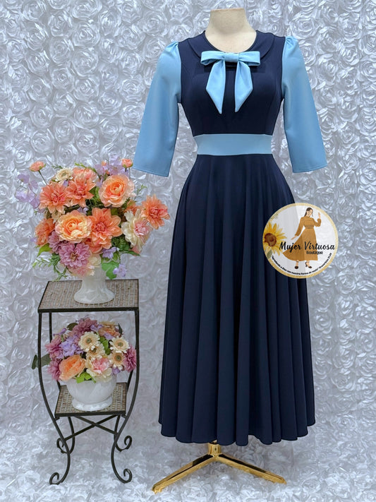 Agatha Navy/Sky Blue Sailor Dress