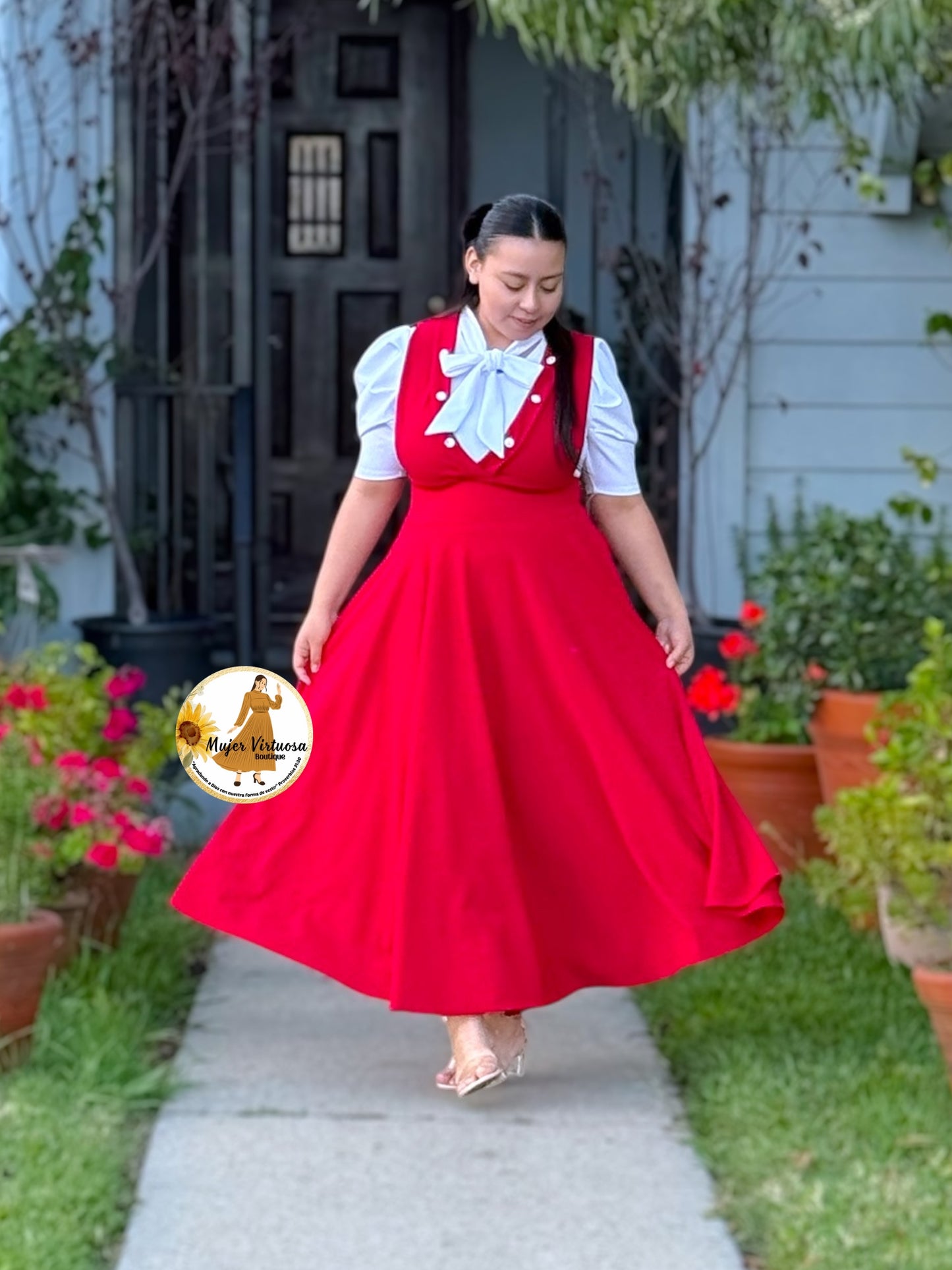 Leyda Red V-Neck Overall